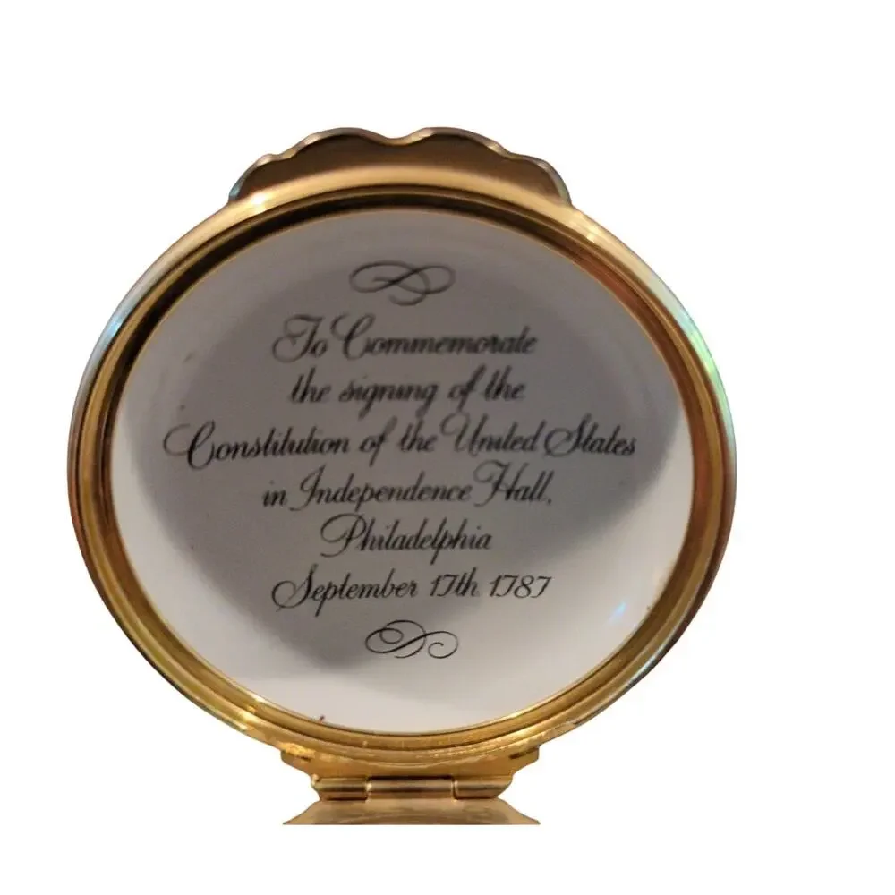 Halcyon Days Enamel Box 1976 Founding Fathers Washington Madison Dec of Independ
